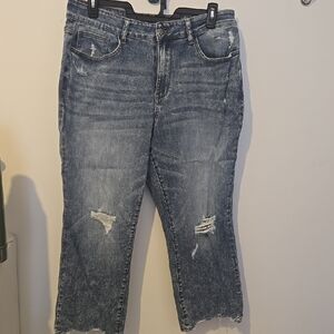 Judy Blue Cropped Bootcut Distressed Stretchy  Blue Women's Jeans Size 18W